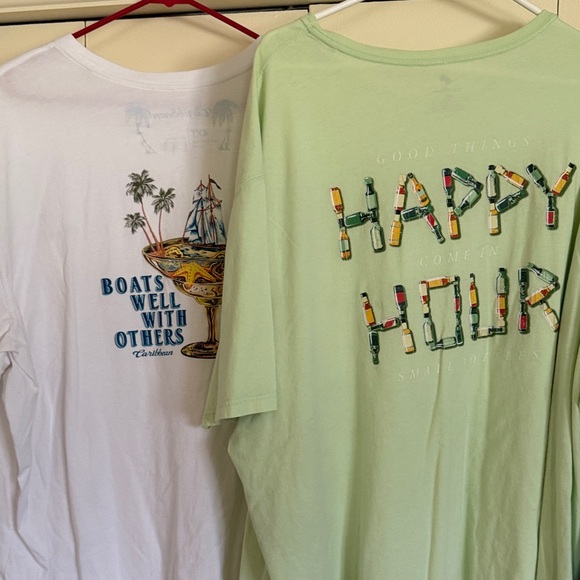 Caribbean Men's Short Sleeve Tees White Green Blue 4XT - Picture 4 of 5